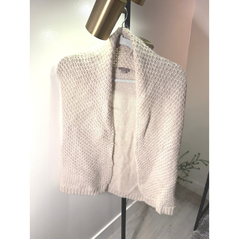 J‎ Jill Alpaca Blend vest cozy soft sweater knit open neutral oatmeal SM cowl ec